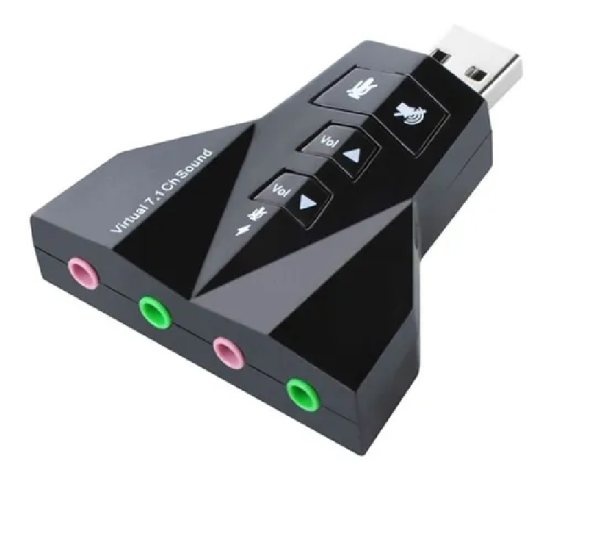 PLACA DE SONIDO 7.1 USB 2.0 DOBLE ENTRADA Y SALIDA